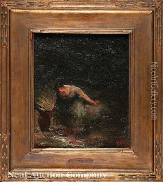 Girl At Well Oil Painting - Robert Loftin Newman