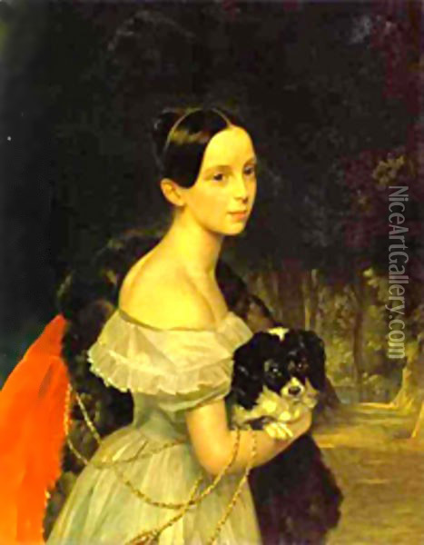 Portrait of U M Smirnova 1837 1840 Oil Painting - Julia Vajda