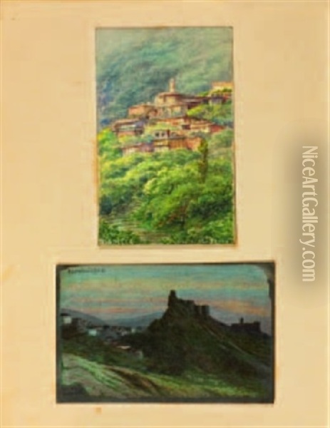 Paesaggi (+ Paesaggi, Watercolor On Paper; 2 Works) Oil Painting - Basilio Cascella
