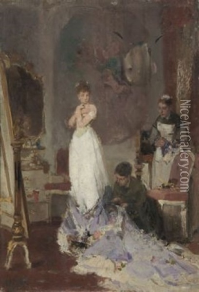 Bei Der Brauttoilette Oil Painting - Alexander Max Koester