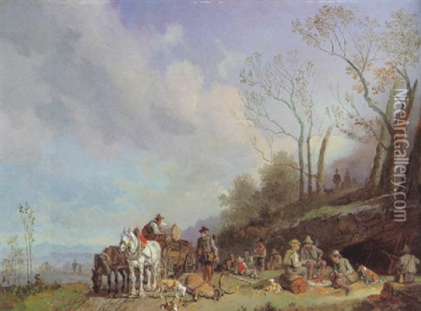 Jagdgesellschaft Oil Painting - Heinrich Buerkel