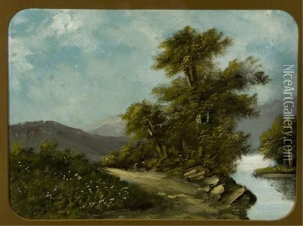 Landscape Scene With River Oil Painting - Octavius Thomas Clark