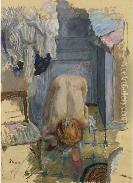 Nu Accroupi Penche En Avant Oil Painting - Pierre Bonnard