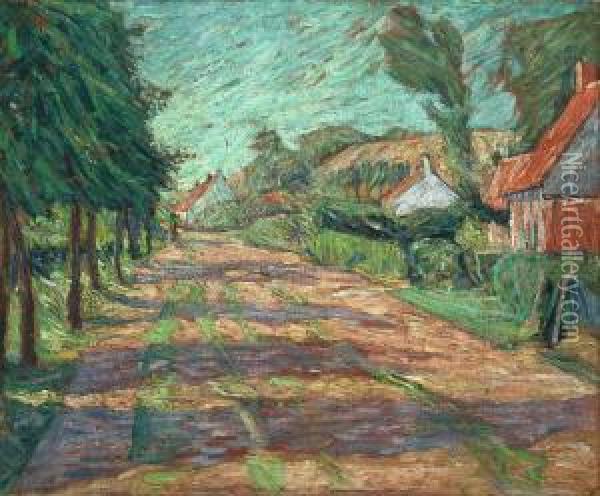 Dorfstrasse (langen) Oil Painting - Theo Von Brockhusen
