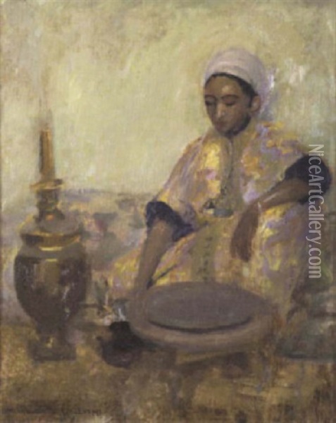 Femme Marocaine Dans Un Interieur Oil Painting - Marguerite Anne Rose Delorme
