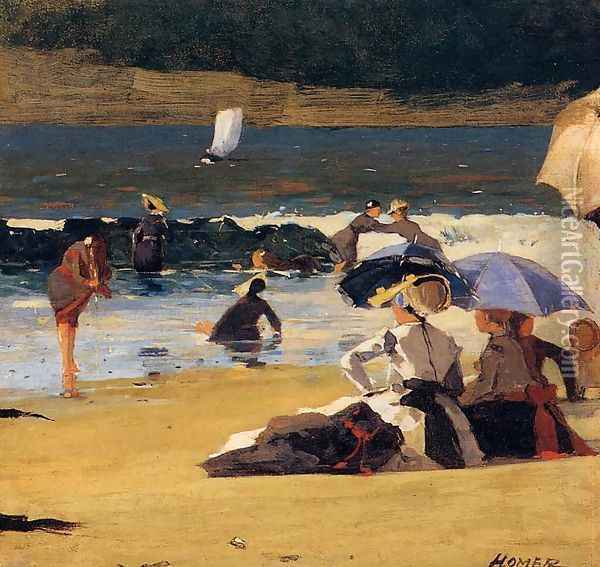 By the Shore Oil Painting - Winslow Homer