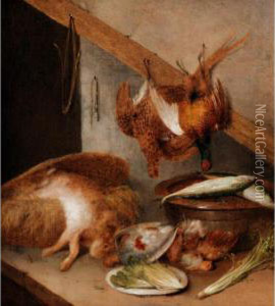 Still Life With Dead Game Oil Painting - Benjamin Blake