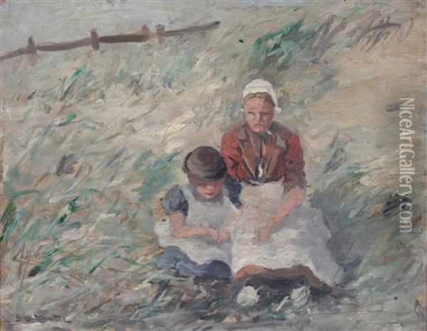 Duinlandschap Met Twee Kinderen Oil Painting - Gerhard Arij Ludwig Morgenstjerne Munthe