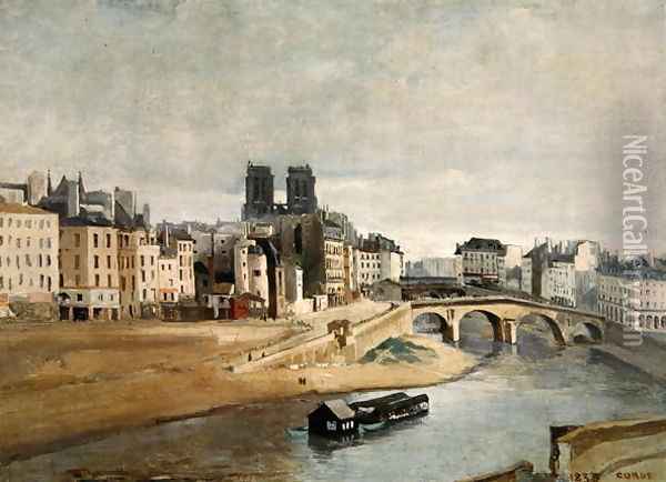 The Seine and the Quai des Orfevres, 1835 Oil Painting - Jean-Baptiste-Camille Corot