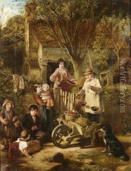 The Fruit Seller. Oil Painting - Thomas Falcon Marshall