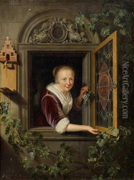 Dame Am Fenster Oil Painting - Gerrit Dou