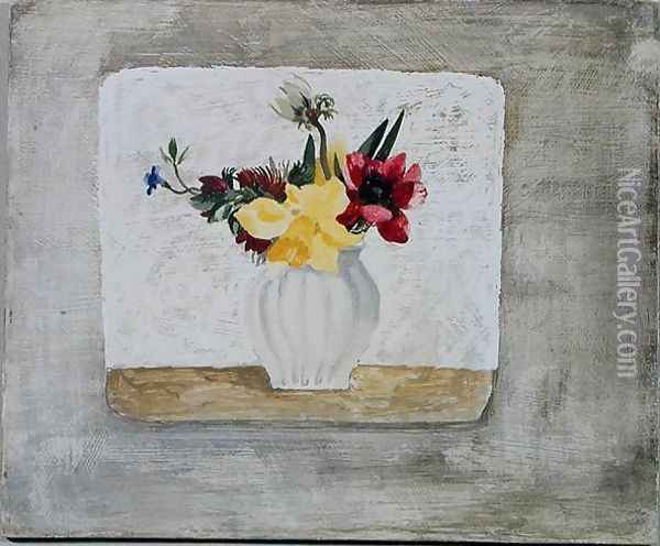Spring Flowers in a White Jar, c.1930 Oil Painting - Christopher Wood
