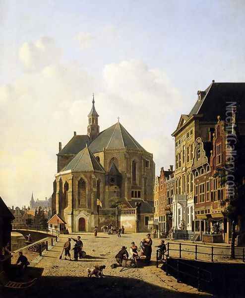A Capricio View In A Town Oil Painting - Jan Hendrik Verheijen