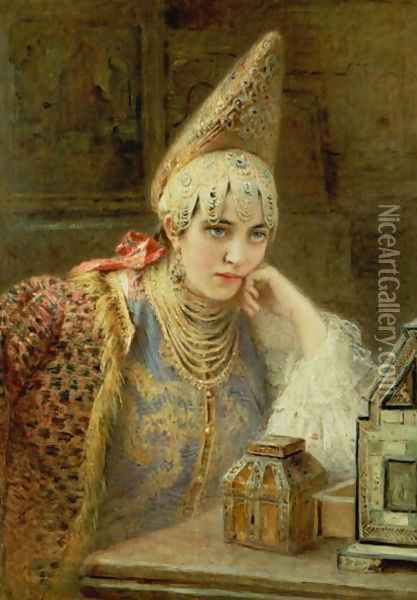 The Young Bride Oil Painting - Konstantin Egorovich Egorovich Makovsky