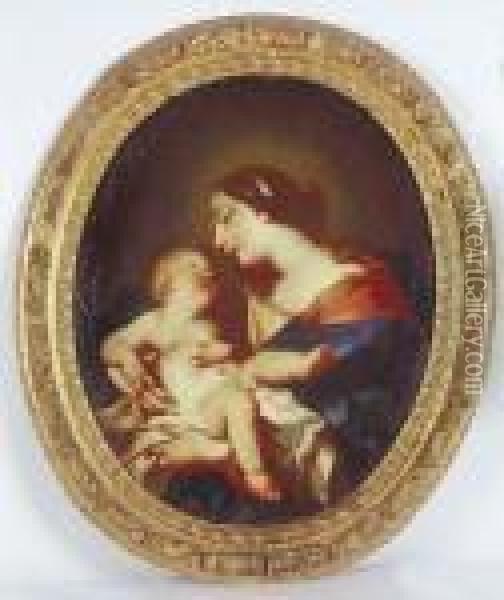 Cerchia Di. Madonna Con Bambino Oil Painting - Carlo Dolci