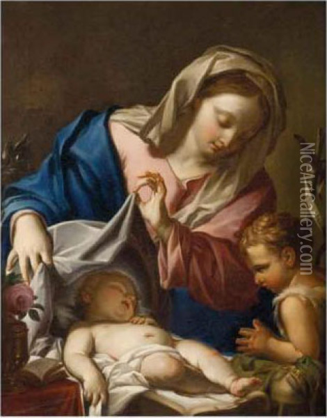 Madonna Con Il Bambino 
E San Giovannino Oil Painting - Francesco Trevisani