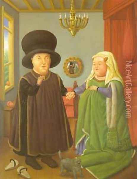 The Arnolfini After van Eyck 1997 Oil Painting - Fernando Botero