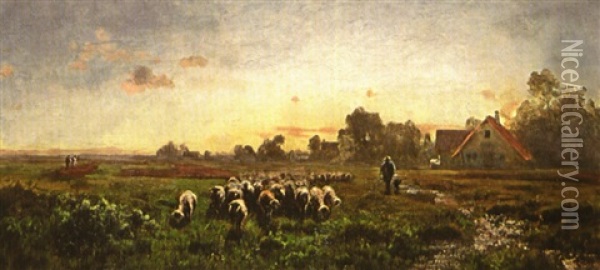 Schafer Mit Seiner Herde Oil Painting - Eduard Schleich the Younger