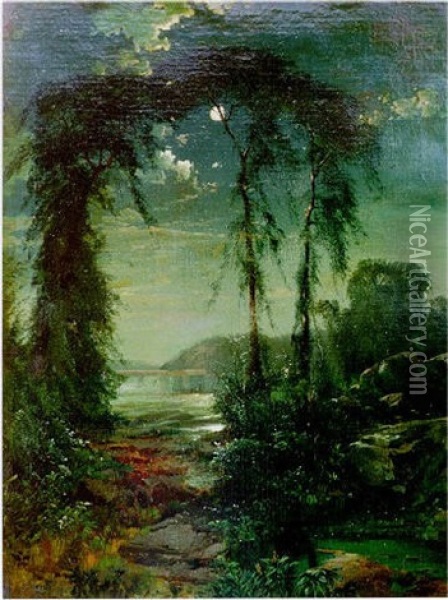 Summer Moonlight Oil Painting - Thomas Moran