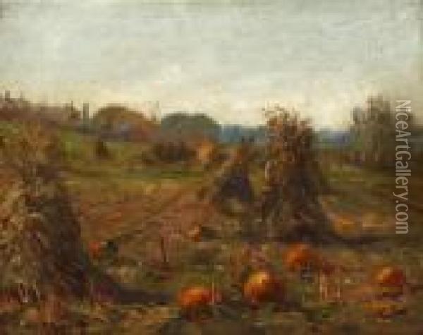Pumpkin Patch Oil Painting - Franz Bischoff