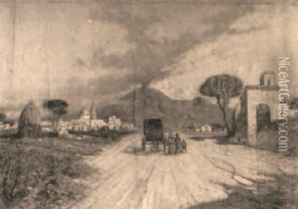 A Road Near Vesuvius Oil Painting - Giuseppe Carelli