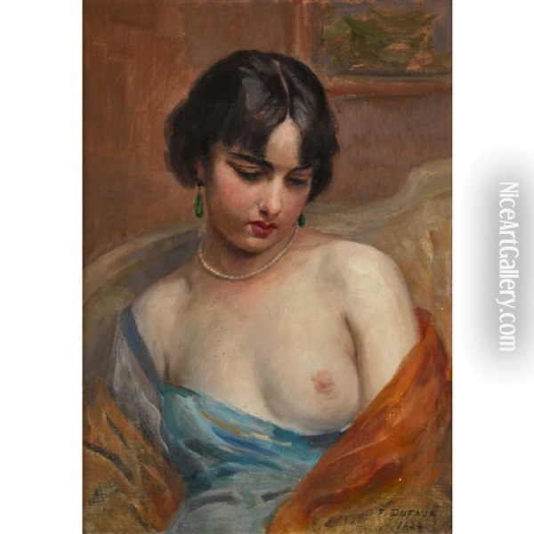 Portrat Einer Jungen Frau Mit Entblosster Brust Oil Painting - Frederic Dufaux