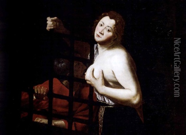 La Caridad Romana (cimon Y Pero) Oil Painting -  Caravaggio