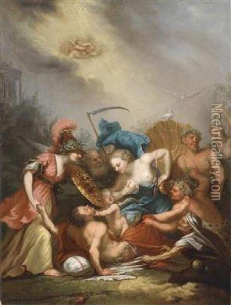 The Apotheosis Of An Ancient Hero Into The Pantheon Of The Gods Oil Painting - Conrad Geiger