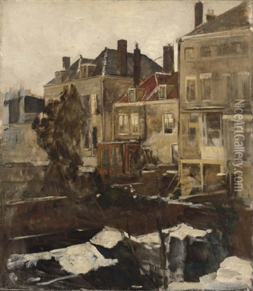 View From The Artists Studio On The Scheveningseweg, The Hague Oil Painting - Johan Antonie de Jonge