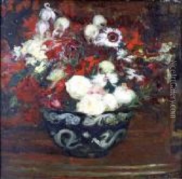 Coupe De Fleurs Oil Painting - Jacques-Emile Blanche