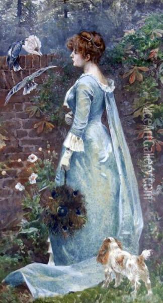 In An Old Garden Oil Painting - Arthur Wardle