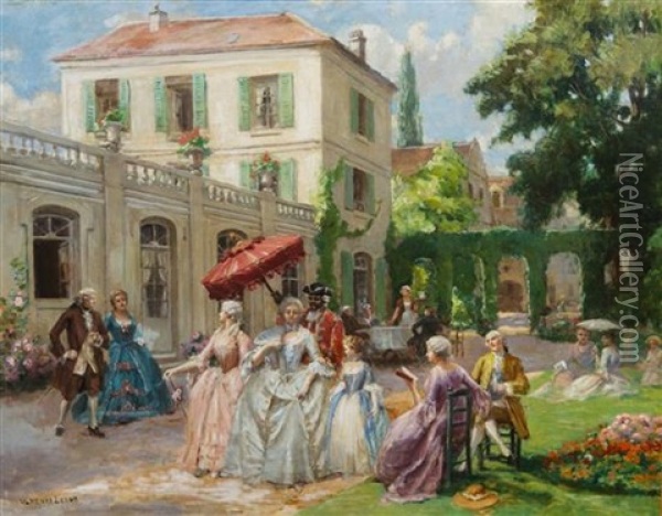 Garden Party Oil Painting - Henri Victor Lesur