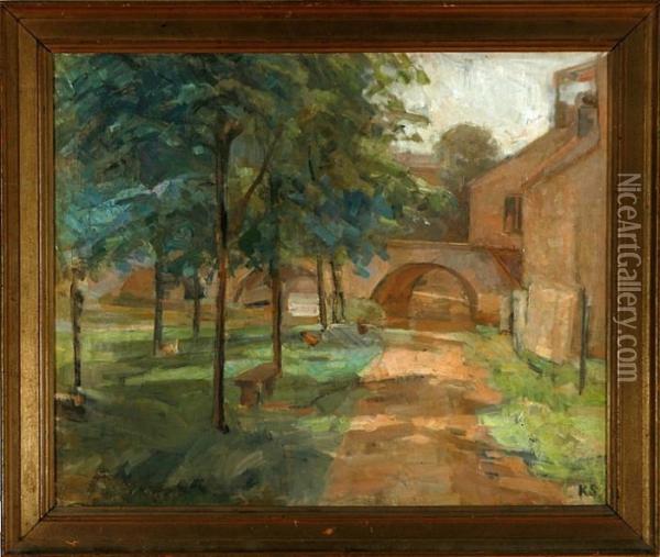 At The Gate Of Moret-sur-loing In France Oil Painting - Carl Schou