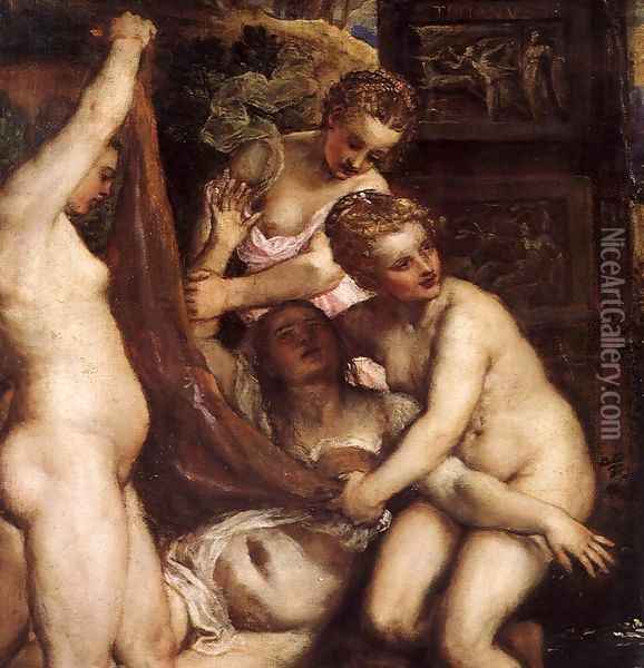 Diana and Callisto (detail) Oil Painting - Tiziano Vecellio (Titian)