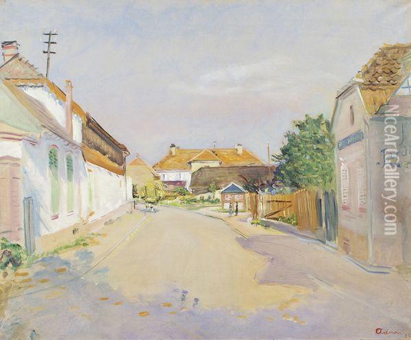 Rue De Village Animee Oil Painting - Lucien Adrion