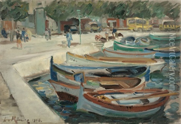 Hafen Von Rapallo Oil Painting - Leo von Koenig