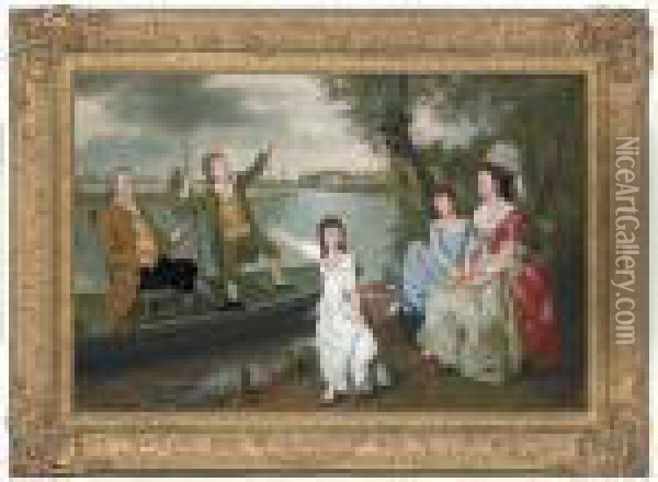 Portrait Of A Family Oil Painting - Arthur Devis