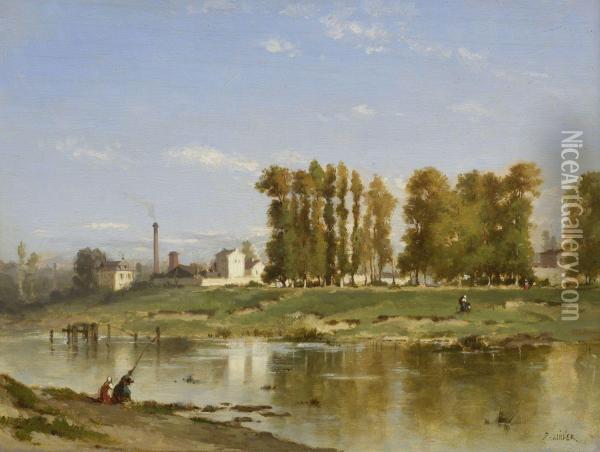 Flusslandschaft Mit Fabrikgebauden Oil Painting - Philippe Jacques Linder