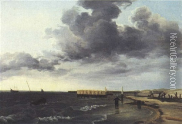 Stranden Vd Katwigh Oil Painting - Viggo Fauerholdt
