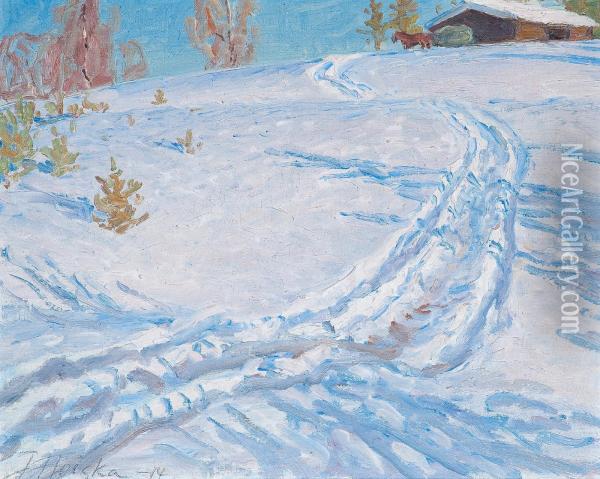Asunny Winter Day Oil Painting - Joonas Heiska