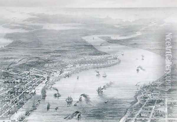 Bird's-Eye View of New Orleans, from The History of the United States, Vol. II, by Charles Mackay, engraved by W. Ridgeway, c.1830 Oil Painting - Wells, J.