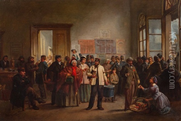 The Waiting Room At The Train Station Oil Painting - Jan Jacob Broos