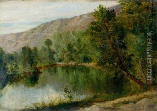 Paysage Au Lac Oil Painting - Emile Charles Lambinet