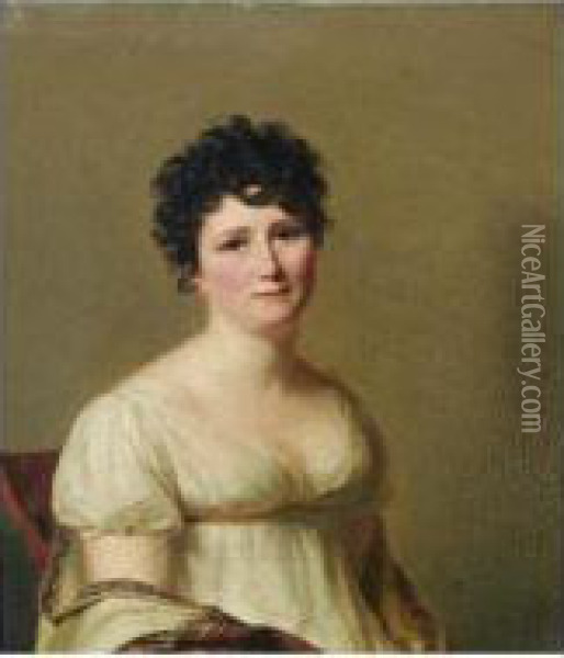 Portrait De Madame Jean-conrad Hottinguer Oil Painting - Firmin Massot