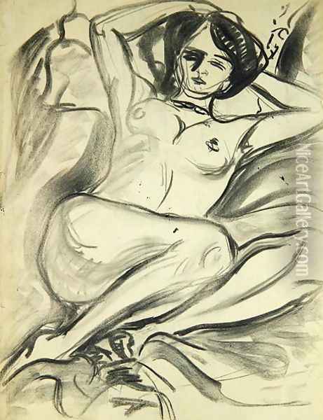 Reclining Nude Isabella Oil Painting - Ernst Ludwig Kirchner