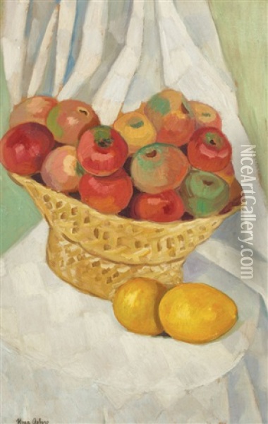 Apple Basket Oil Painting - Nina Arbore