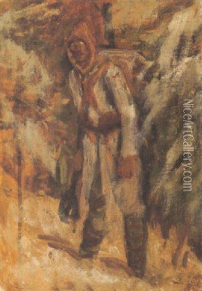 Katona Teli Tajban (sentry) Oil Painting - Laszlo Mednyanszky