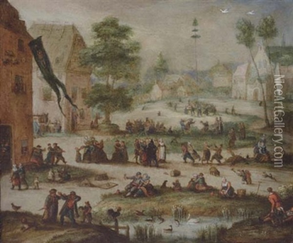 A Village Kermesse Oil Painting - Marten van Valkenborch the Elder
