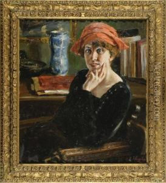 Giovane Donna Alla Scrivania Oil Painting - Giuseppe Pennasilico