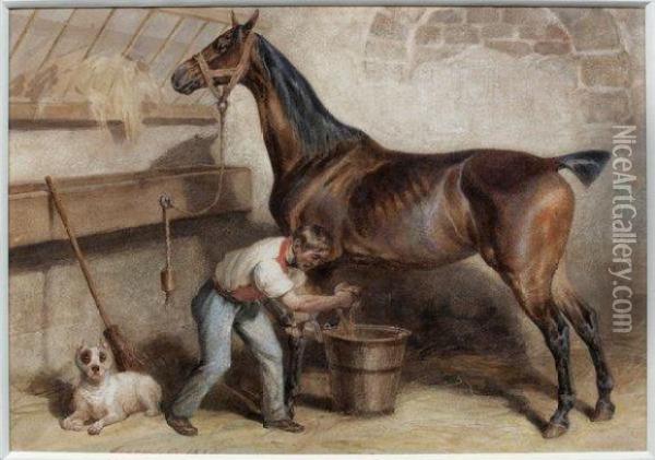 Cheval Et Son Lad Oil Painting - Francis Antoine Conscience